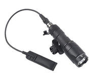 Atlas Custom Works M300A Mini Scout Light black with pressure pad mounted on Picatinny rail