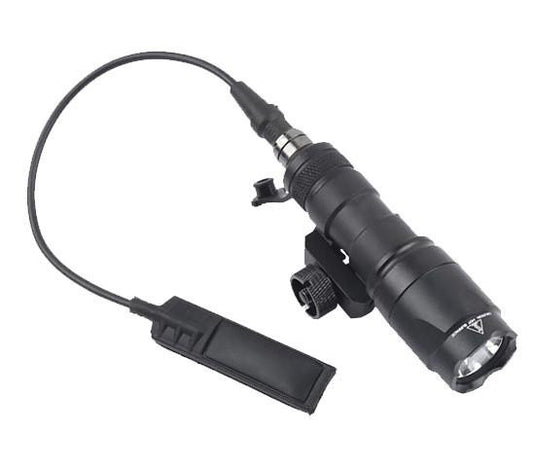 Atlas Custom Works M300A Mini Scout Light black with pressure pad mounted on Picatinny rail