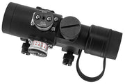 Atlas Custom Works PK-A Red Dot Weaver Version right angel view of top controllers and left side controllers, on off switch and lens cover