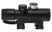 Atlas Custom Works PK-A Red Dot Weaver Version side view with front lens cover on and to side one off switch