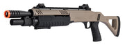 BO Manufacture FABARM STF12 11" Barrel Pump Action Airsoft Shotgun with view of Barrel, Hand Grip, and Stock