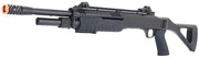 Close-up view of FABARM STF12 airsoft shotgun stock and pump mechanism"