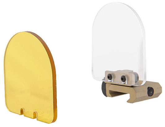 Close-up of Lancer Tactical clear lens protector for airsoft optic