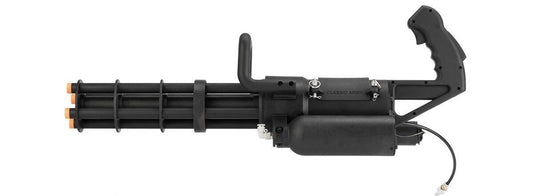 Classic Army M132 Micro Vulcan Airsoft Microgun front view with rotating barrels