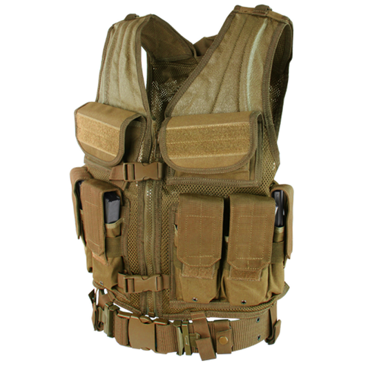 Condor Elite Tactical Vest, Coyote – Front View with MOLLE Webbing