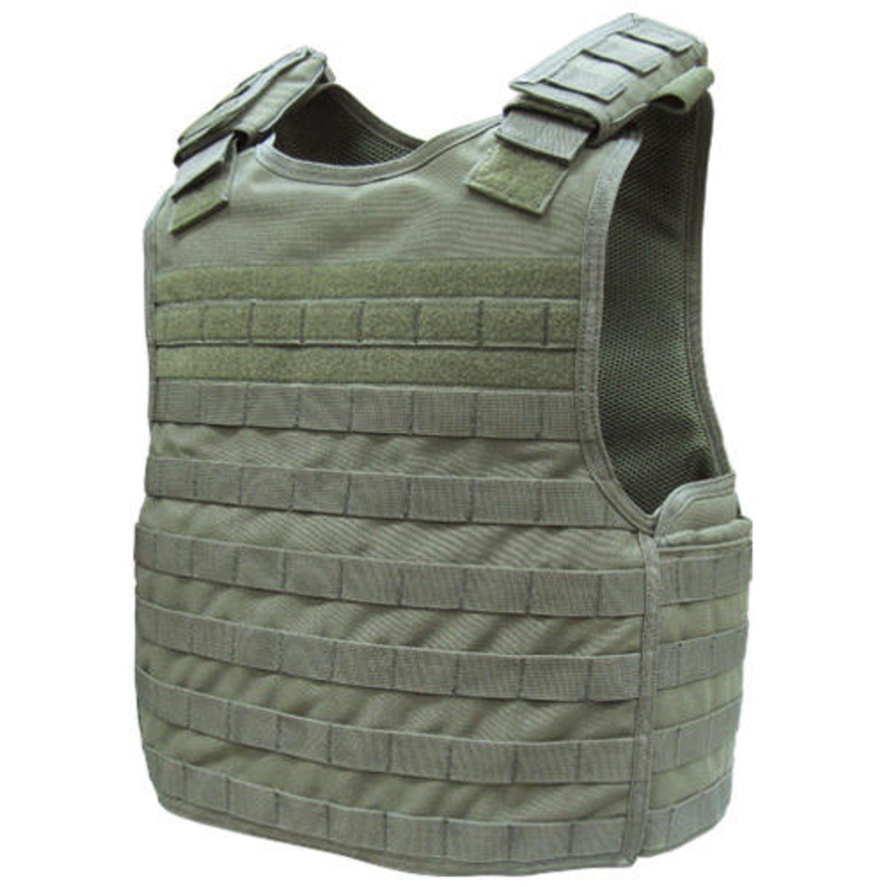 Condor MOLLE Defender Plate Carrier Olive Drab – MOLLE tactical vest for airsoft and military, fits most 10x12 plates, with adjustable shoulder straps.

