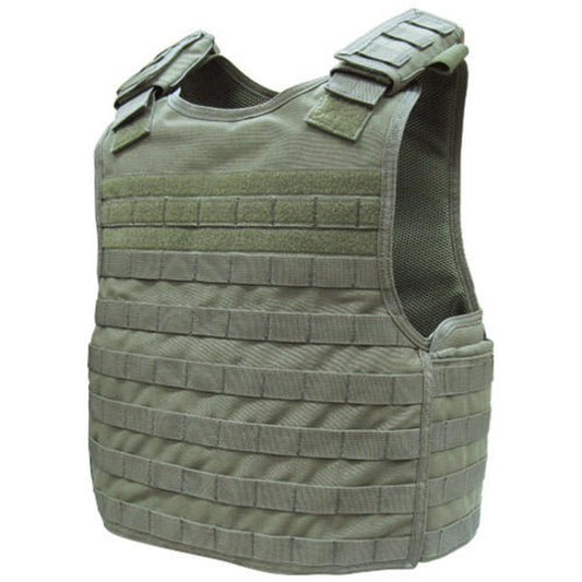 Condor MOLLE Defender Plate Carrier Olive Drab – MOLLE tactical vest for airsoft and military, fits most 10x12 plates, with adjustable shoulder straps.

