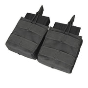Condor MOLLE Double Open-Top M14 Mag Pouch in Coyote color, featuring an open-top design with elastic bands for securing M14 magazines. Made from durable 1000 Denier Cordura nylon and MOLLE compatible for flexible attachment options