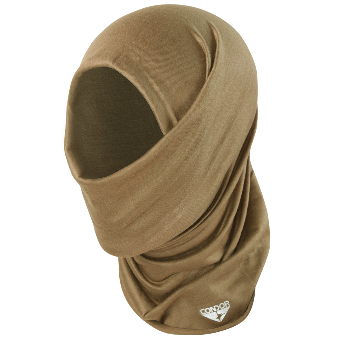 Condor Coyote Multi Wrap worn as neck gaiter for airsoft and tactical use