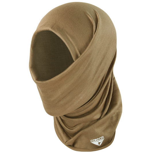 Condor Coyote Multi Wrap worn as neck gaiter for airsoft and tactical use