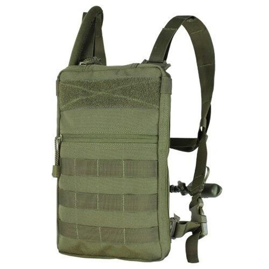 Condor Tidepool Hydration Carrier in OD Green, front view with MOLLE compatibility and hydration bladder