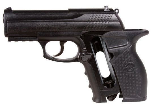 Crosman C11 CO2 Powered .177 Cal Airgun in matte black finish view of the CO2 Compartment