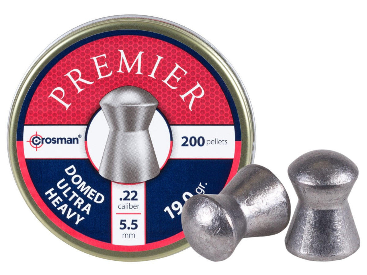 Crosman Premier .22 cal domed 19 grain pellets 200 count tin
