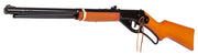 Daisy 1938 Red Ryder air Rifle with classic wooden stock showing Barrel, cocking mechanism and Iron sight