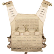 Valken Laser Cut Plate Carrier tactical airsoft vest in tan with laser-cut MOLLE platform.