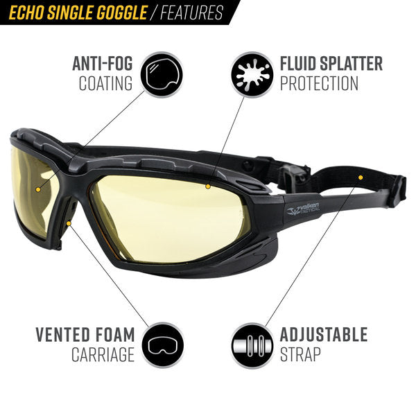 Valken Echo Airsoft Goggles w/Standard Lens – Reliable Eye Protection for Tactical Activities