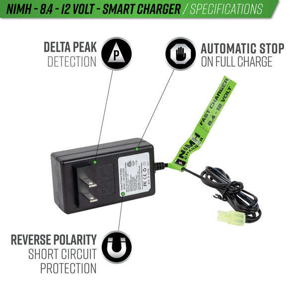 Valken 8.4v-12v NiMh 1Amp Fast Smart Charger (USA)