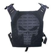 Valken Alpha Laser Cut Plate Carrier tactical airsoft vest in black with laser-cut MOLLE webbing.