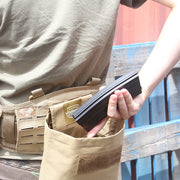 Close-up image of the pouch being used.