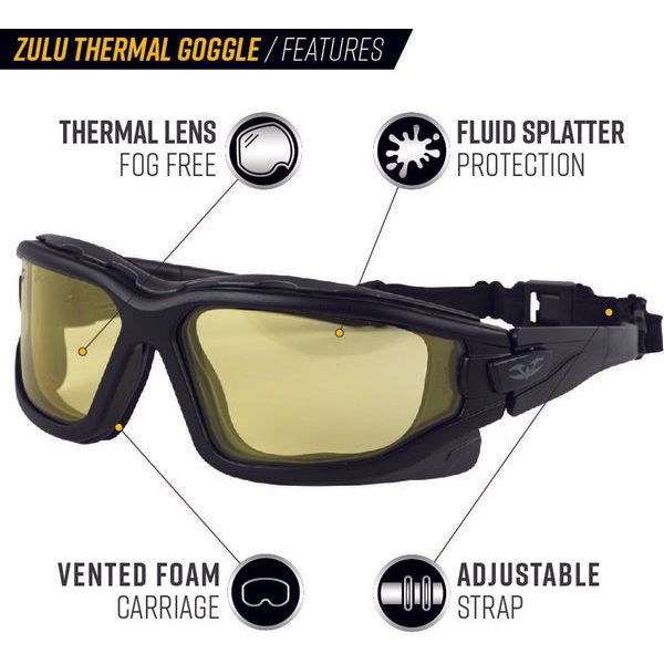 Valken Zulu Regular Fit Airsoft Goggles with Thermal Lens - Anti-fog, Scratch-resistant, Comfortable