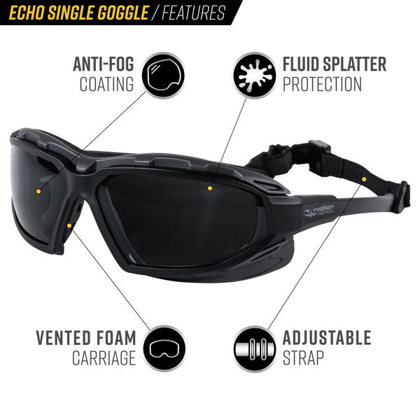 Valken Echo Airsoft Goggles w/Standard Lens – Reliable Eye Protection for Tactical Activities