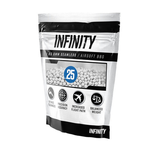 Infinity 0.25g 4,000 Count Airsoft BBs (1kg) bag for AEG, GBB, and HPA airsoft guns