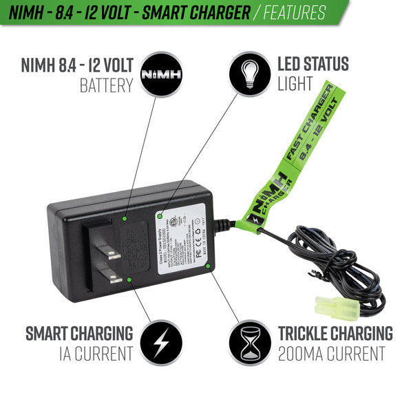 Valken 8.4v-12v NiMh 1Amp Fast Smart Charger (USA)