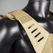 Close-up of the Valken Alpha Laser Cut Plate Carrier shoulder strap with laser-cut MOLLE slots.