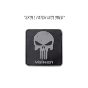 Removable Punisher skull hook-and-loop morale patch included with the Valken Alpha Plate Carrier.