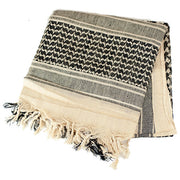 Valken Shemag Face Wrap in tan and black traditional woven pattern.