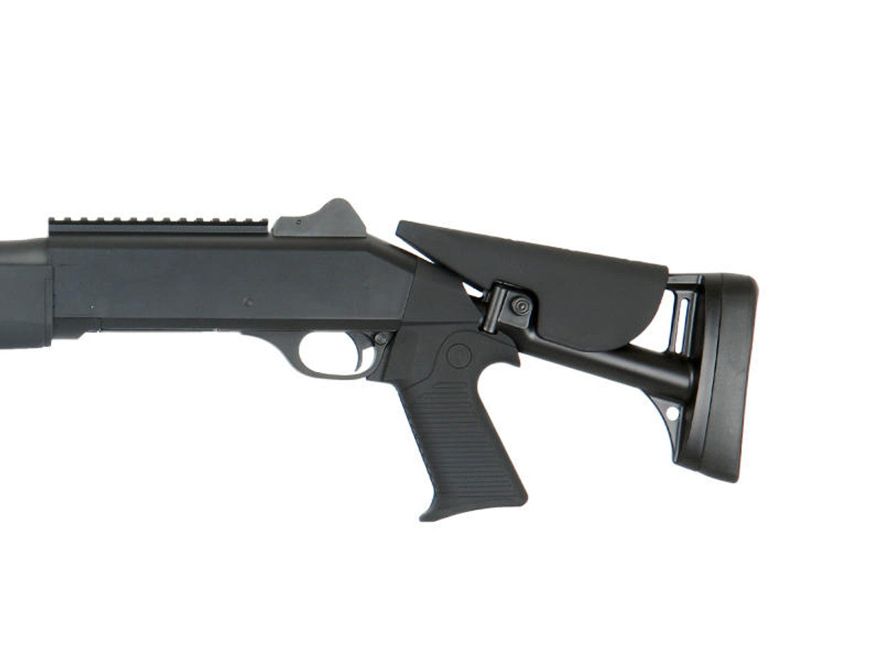 Double Eagle M56DL Tri-Shot Spring Shotgun Long Barrel Trigger, Grip, and Retractable Sock View