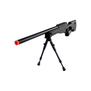 Double Eagle M59P Airsoft Sniper Rifle with scope and bipod, front view showing barrel and bipod