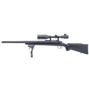 Double Eagle M61 black bolt action airsoft sniper rifle with bipod and scope mount