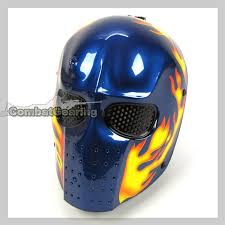 Army of Two Blue /w Flames Airsoft Mask, Stamped Steel Mesh