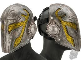 Army of Two Airsoft Mask A FMA Wire Mesh Templar Mask Nickel and Blue Stamped Steel Eyes