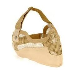 3G Steel Mesh Half Face Mask, Deluxe Version w/ Ear Protection, Tan