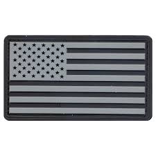 American Flag Velcro Patch, Black/Silver