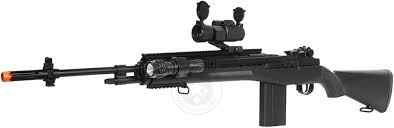 AGM M14 Airsoft Sniper Rifle with RIS, Flashlight, and Red Dot Sight, 400 FPS