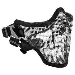 2G Steel Mesh Half Face Mask, Black w/ Skull