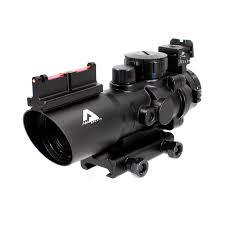 AIM Sports 4X32 Tri Illuminated Scope with Fiber Optic Sight Mil-Dot Reticle, Black