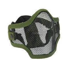 2G Steel Mesh Half Face Mask, OD Green w/ Skull