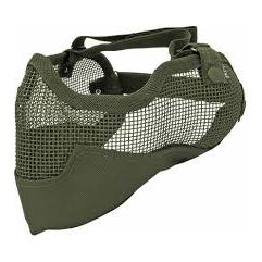 3G Steel Mesh Half Face Mask, Deluxe Version w/ Ear Protection, OD Green