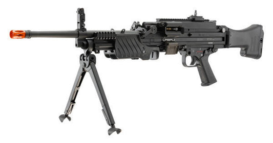 Elite Force H&K MG4 AEG full profile view, showing M-LOK handguard and para stock