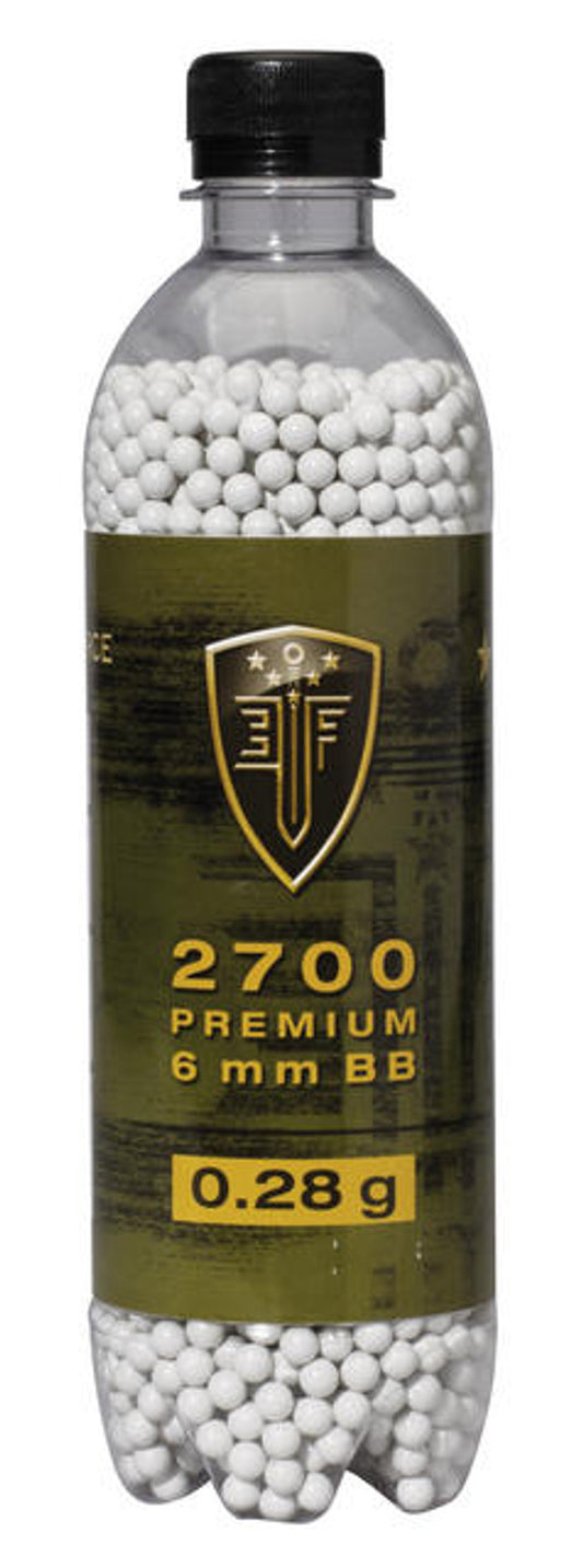 Elite Force Premium 0.28g white airsoft BBs in 2700-round bottle