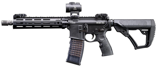 EMG CYMA CGS Daniel Defense DDM4 MK18 RIII GBB Airsoft Rifle, Black - Front View