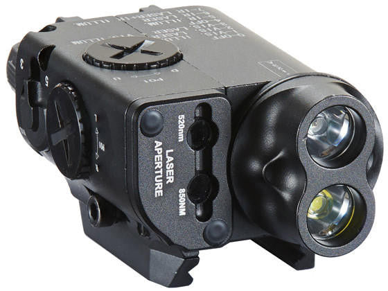 FMA Lab XVL2 IRC IR LED Flashlight and Laser, Black right angel front side view of laser and flashlight