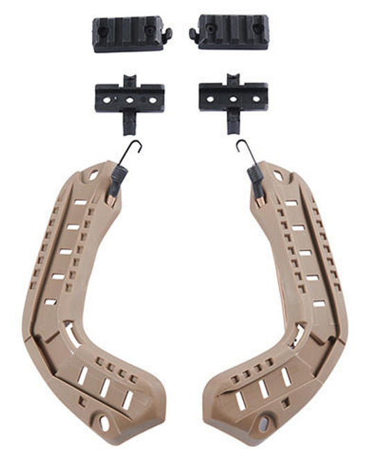 FMA Labs Fast Helmet Accessory Rails in Dark Earth, Front View