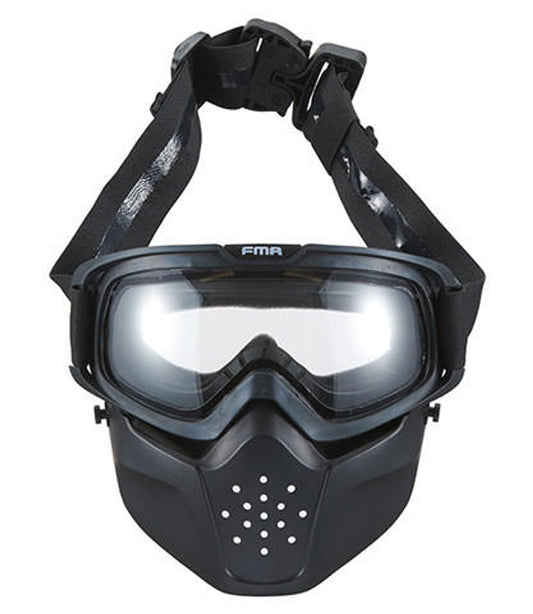 FMA Labs Separate Strengthen Anti-Fog Protective Mask in black, featuring durable materials, anti-fog technology, adjustable fit, and wide field of view for airsoft protection
