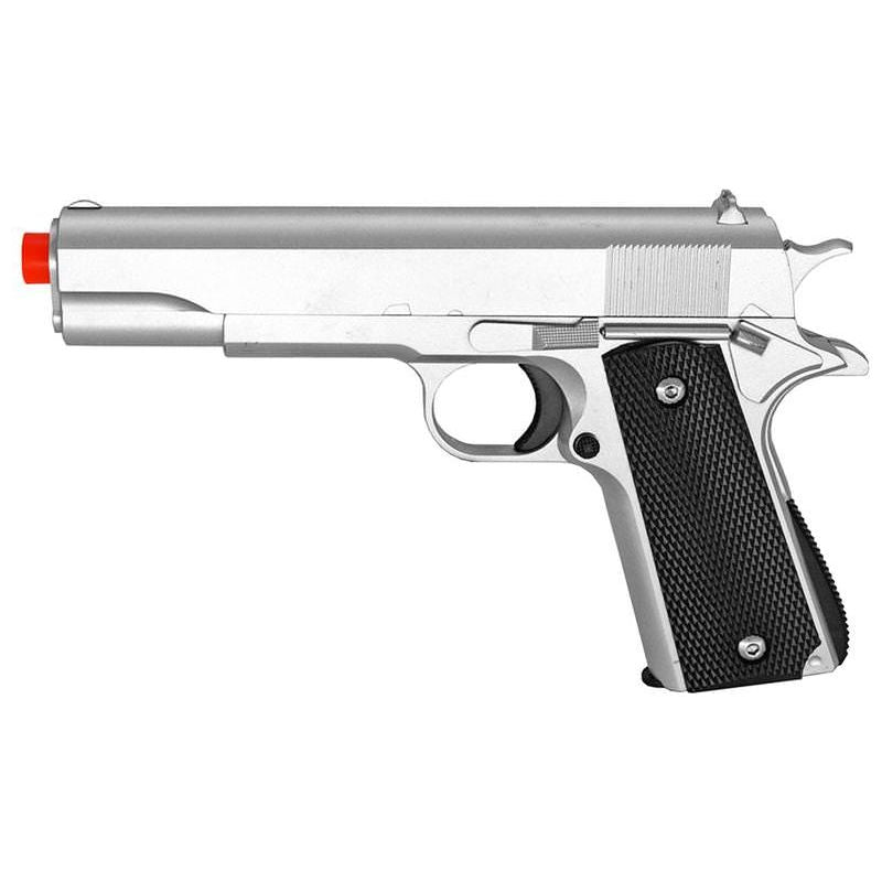 M1911 Replica Silver Finish Airsoft Spring Pistol Metal Heavy