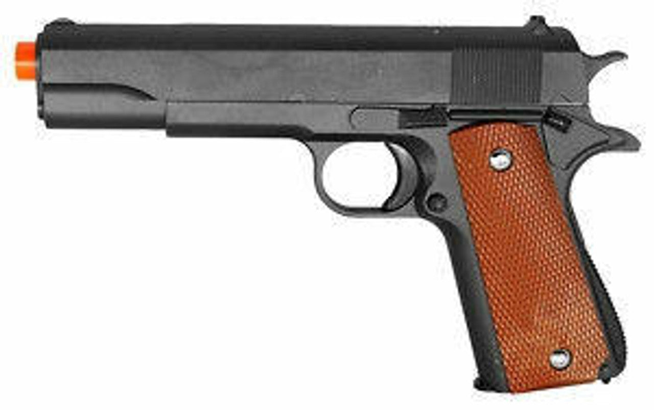 Side view of UK Arms G13 Full Metal 1911 Style Airsoft Pistol with silver finish